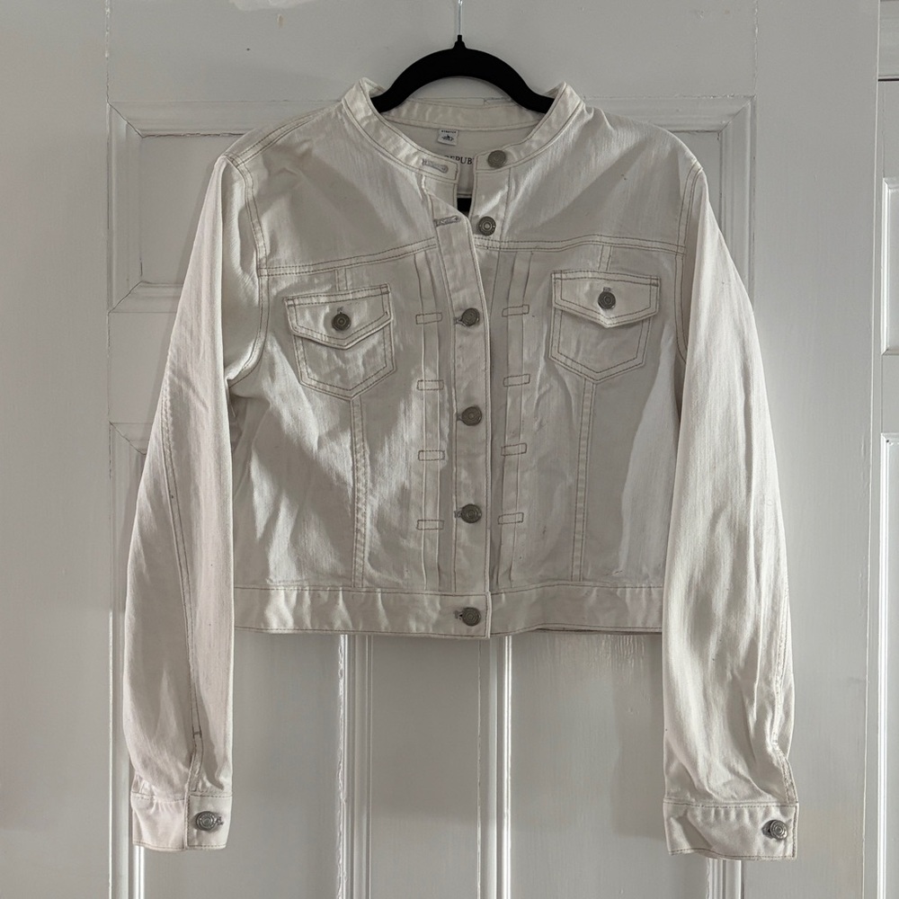 Banana Republic White Cropped Denim Jacket